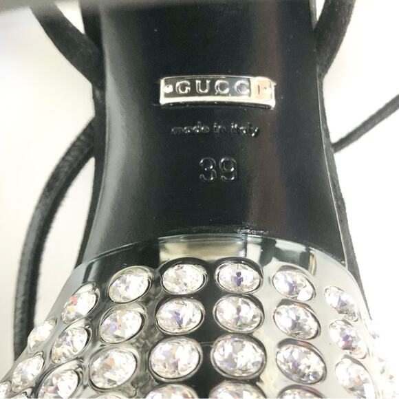 Gucci Rare Naimah Nero Crystal Embellished Platform Strappy Sandals 39 - Picture 9 of 12